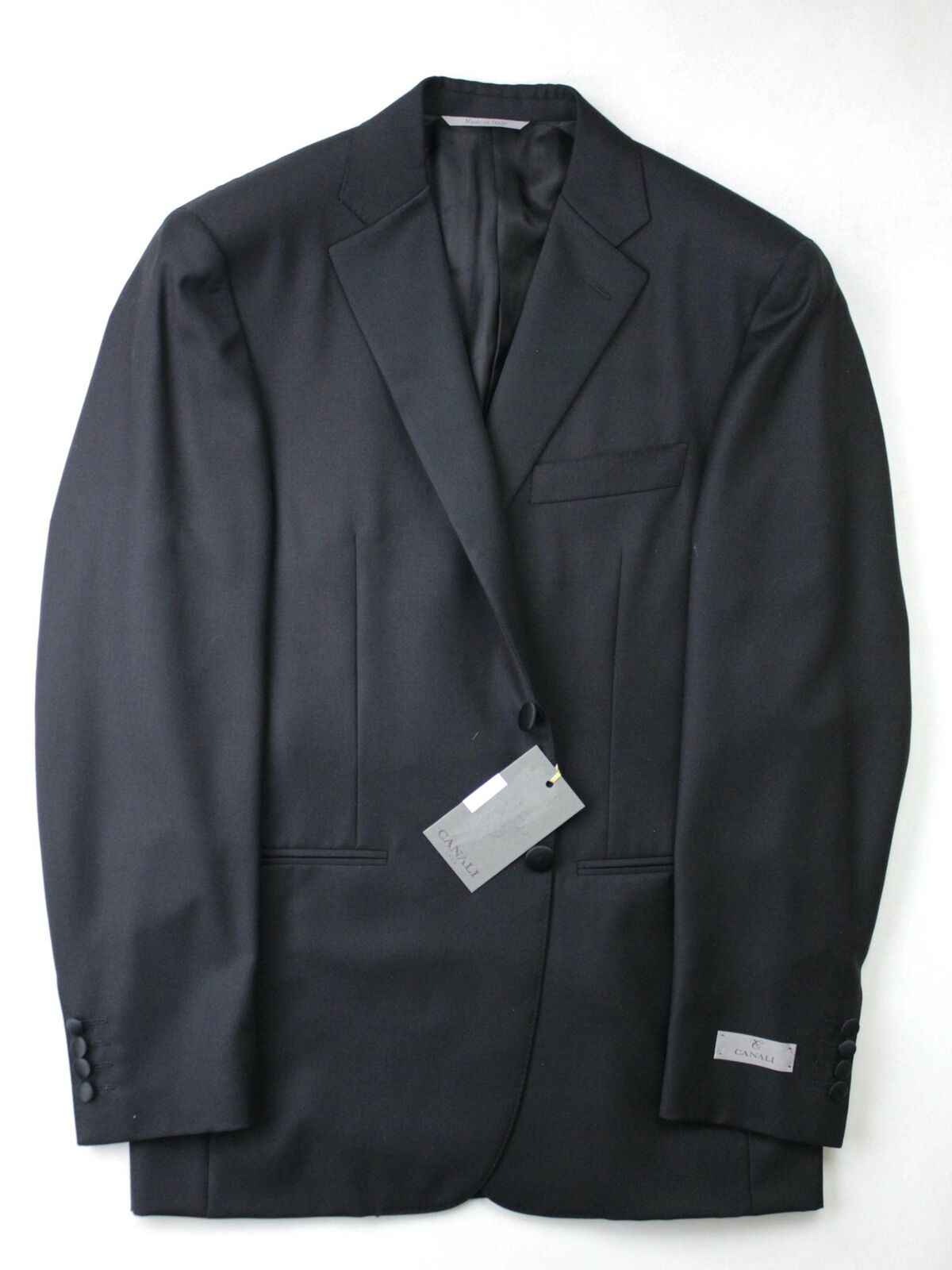 Canali Mens Two Button Black Tuxedo Jacket Size: 48 IT / 38R US Classic Fit