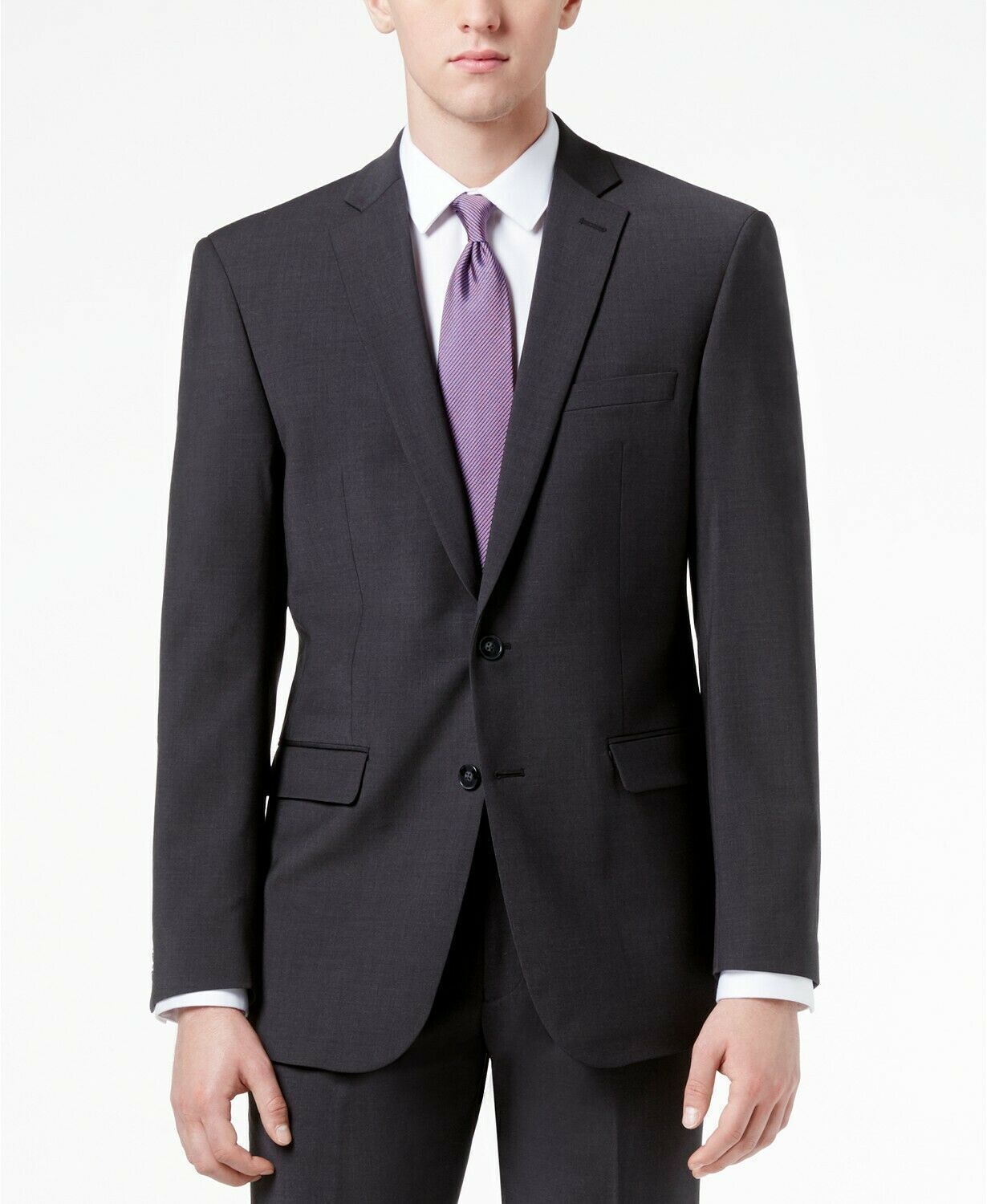 Calvin Klein Mens X-Fit Solid Slim Fit Suit Jacket 38R Charcoal Grey
