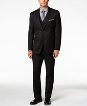 Alfani Mens 2 PC Suit 42L / 36 x 32 Black Stretch Performance Slim-Fit