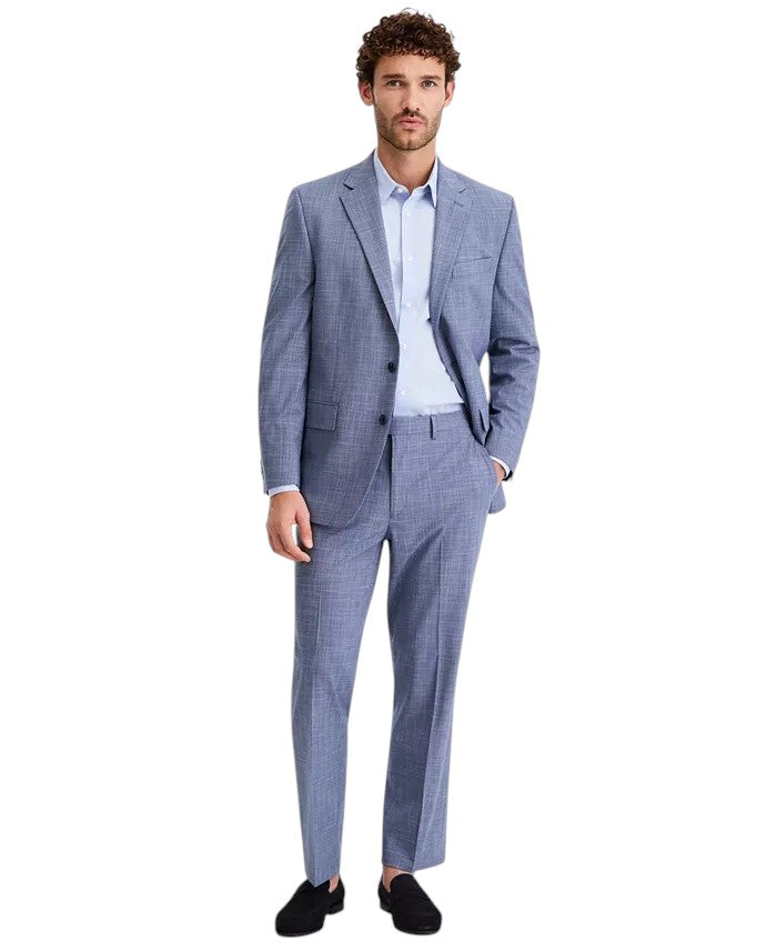Perry Ellis Portfolio Mens Modern fit 2 Piece Suit 38 R Pants 31 / 32 Blue Solid
