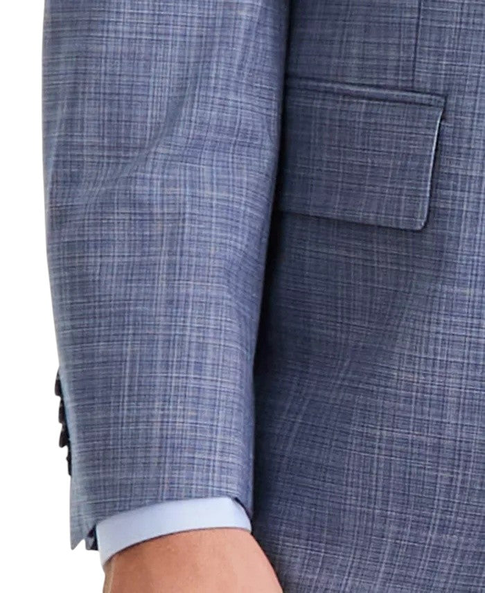 Perry Ellis Portfolio Mens Modern fit 2 Piece Suit 38 R Pants 31 / 32 Blue Solid