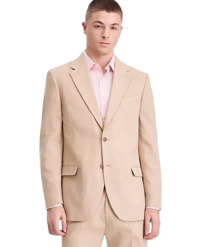 Nautica Mens Modern fit Linen  Cotton 2 Piece Suit 42 R Pants 36 / 32 Tan Solid