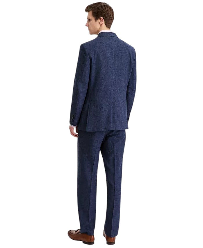 Nautica Mens Modern fit Linen 2 Piece Suit 40 R Pants 34 / 32 Blue Solid