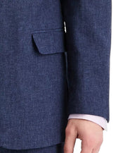 Nautica Mens Modern fit Linen 2 Piece Suit 40 R Pants 34 / 32 Blue Solid
