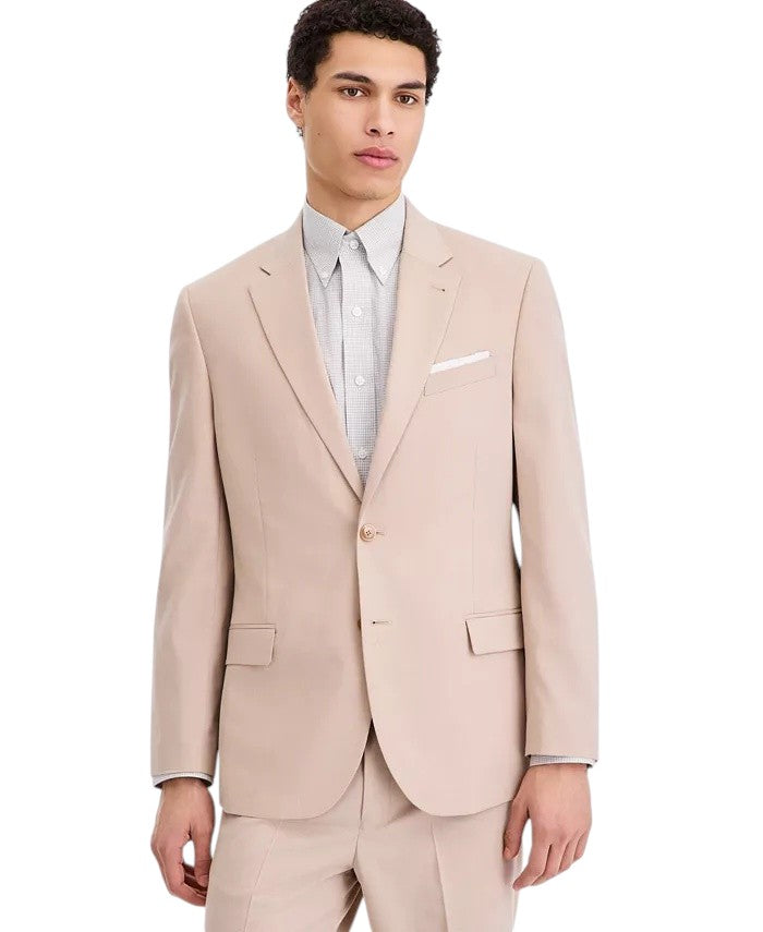 Nautica Mens Modern fit 2 Piece Suit 46 L Pants 40 / 34 Tan Solid