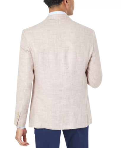 TALLIA Mens Linen Sportcoat 40L Pink Slim Fit Patterned