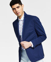 BAR III Men's Navy Blue Sport Coat 44R Slim-Fit Solid Blazer