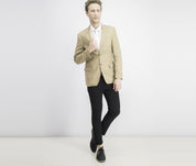 Tasso Elba Men's Sport Coat XL Safari Tan 100% Linen 2-Button Blazer