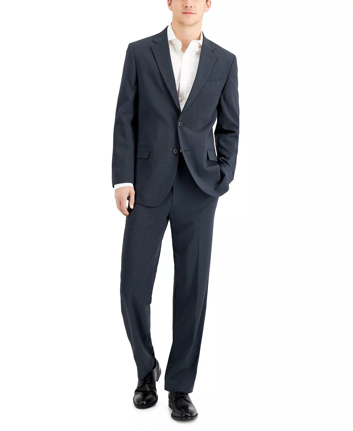 Nautica Men's Modern-Fit Bi-Stretch Suit Jacket Only 36R Carbon Grey Check