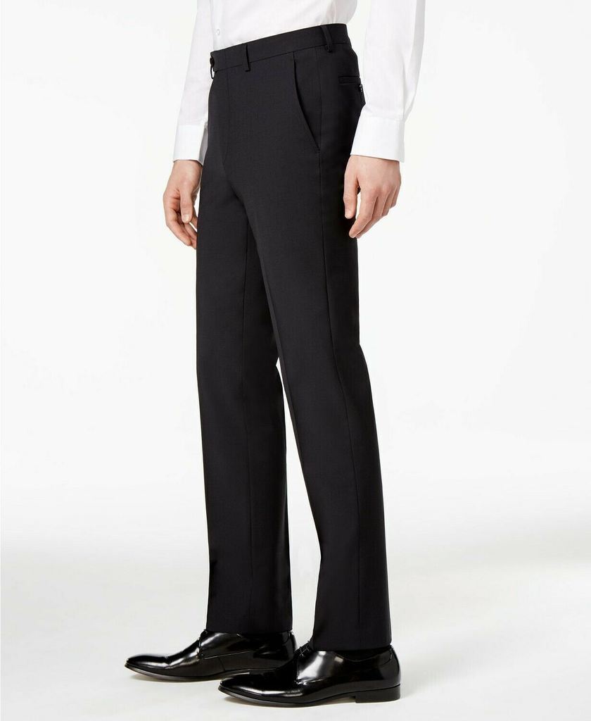 Bar III Mens Skinny Fit Wrinkle-Resistant Suit 40L / 34 x 32 Black Flat Pant
