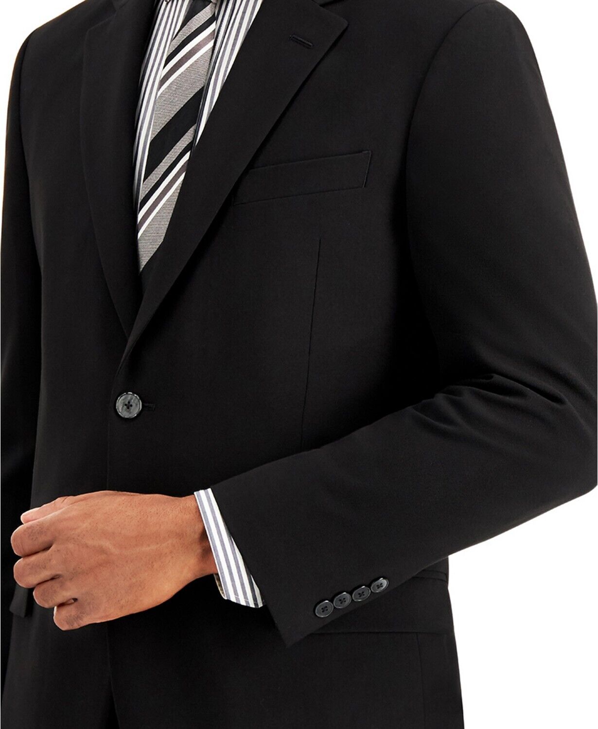 Nautica Men's Suit 46L / 41 x 34 Black Modern-Fit Bi-Stretch Flat Pant