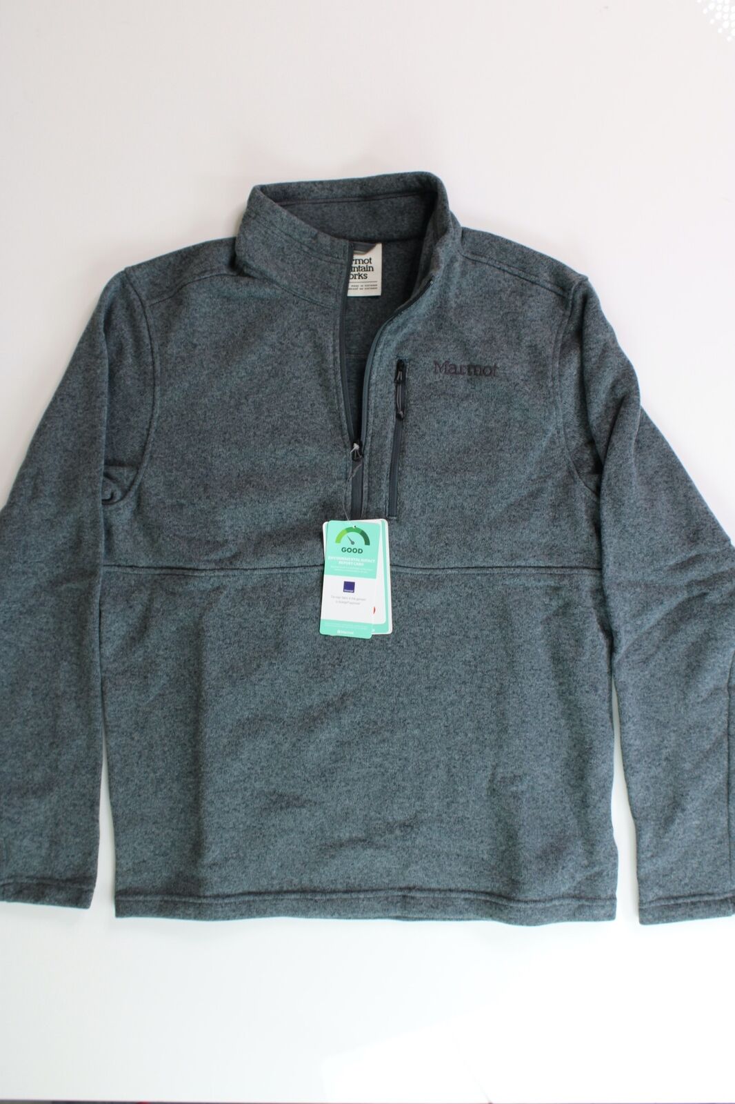 MARMOT Mens Drop Line 1/2 Zip Sweater Fleece Jacket Large Steel Grey