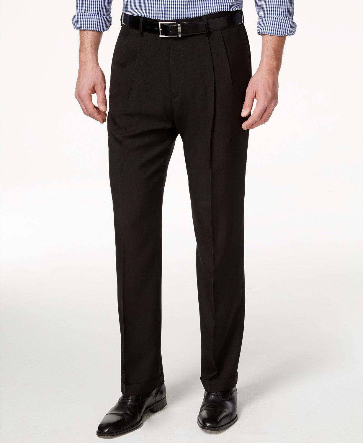 Haggar Men's Eclo Stria Dress Pants Black 40 x 30