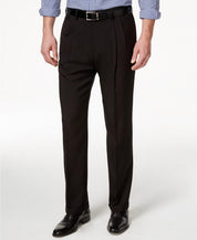 Haggar Mens Classic fit Pleated Dress Pants 36 / 29 Black Solid