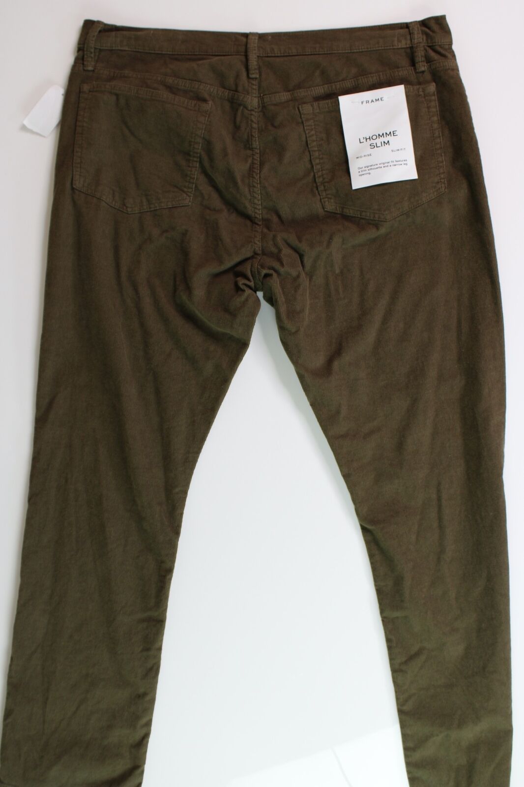 FRAME L'Homme Mens Slim Fit Corduroy Pants 38 x 32 Military Green