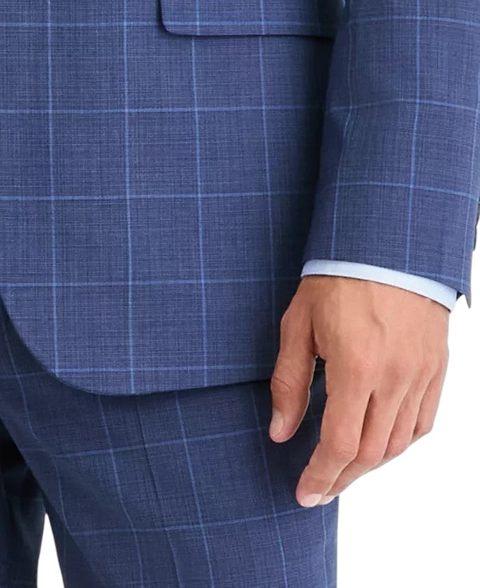 Dkny Mens Modern fit 2 Piece Suit 46 R Pants 42 / 32 Blue Plaid