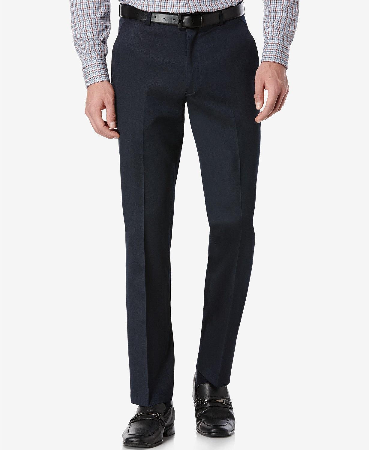 Perry Ellis Mens Slim fit Dress Pants 32 / 32 Navy Blue Solid