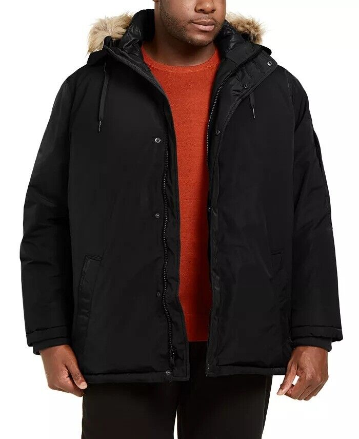 CALVIN KLEIN Men's Alternative Down Parka Jacket XLT XL TALL Faux Fur Hood