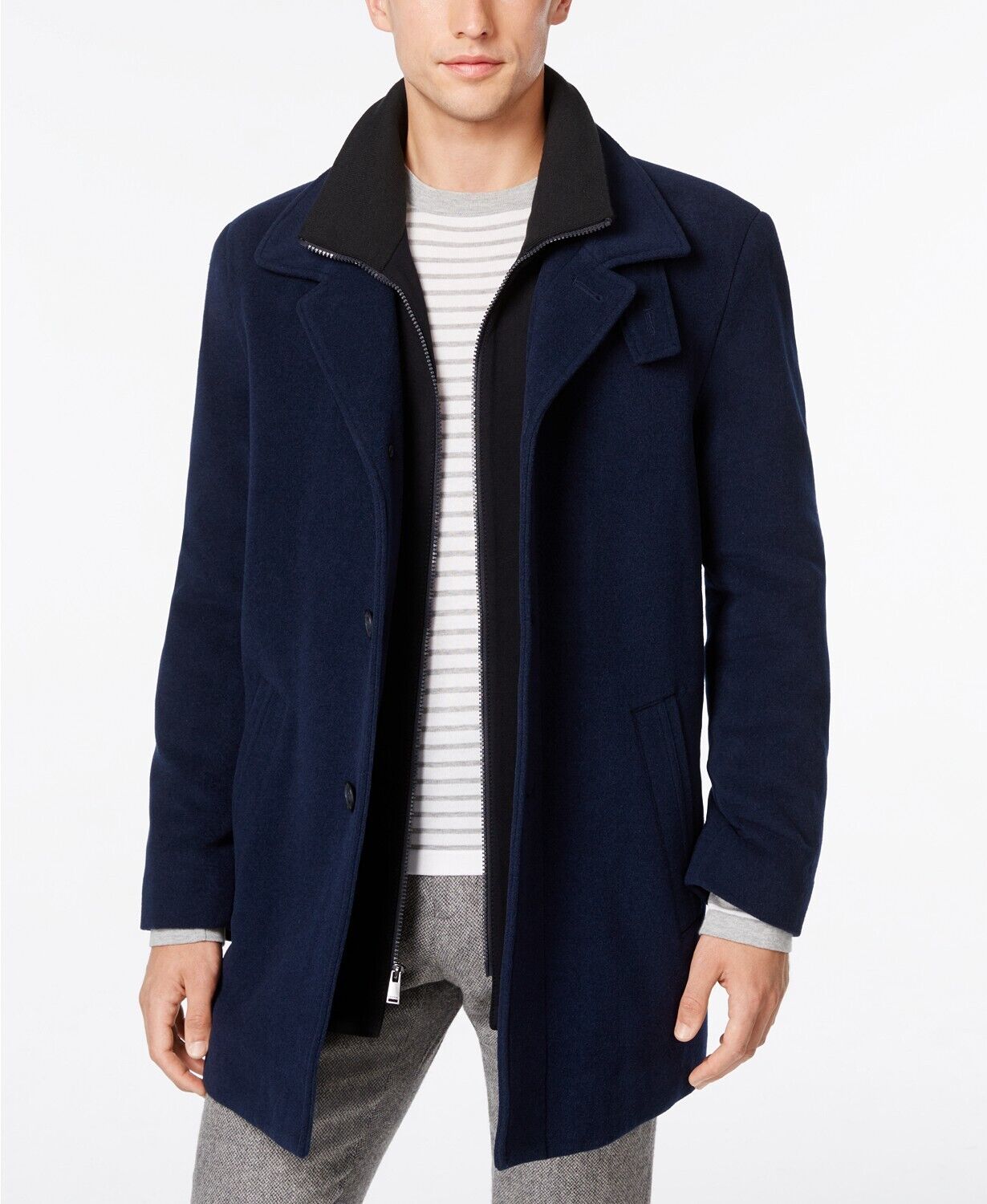 Calvin Klein Coleman Wool-Blend Overcoat Coat 40R Royal Blue
