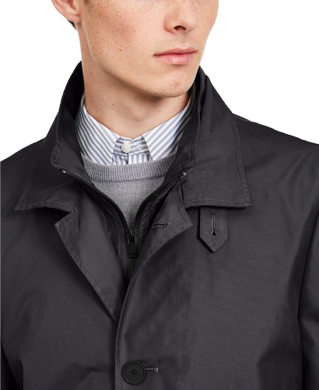 Calvin Klein Men's Munson Slim-Fit Modern Raincoat Coat 40S Black