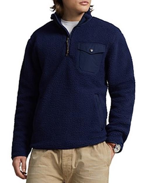 Polo Ralph Lauren Mens Hybrid Fleece Pullover Jacket Large Navy Blue