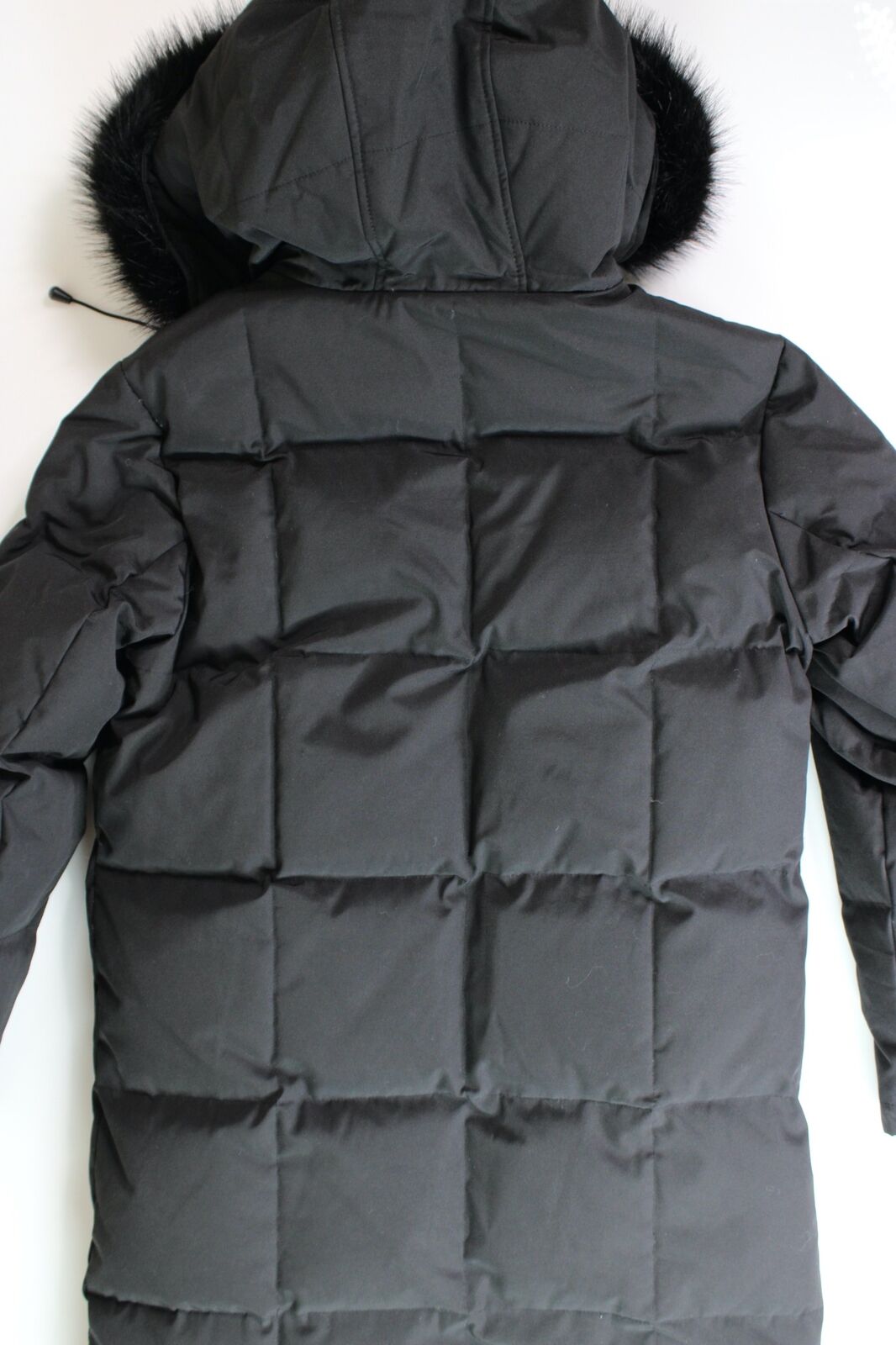 KARL LAGERFELD PARIS Mens Faux Fur-Trimmed DOWN Long Parka Coat Small Black