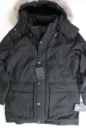 Andrew Marc Men's Amersham Fox Fur-Trim Down Parka Coat Medium Black (Defect)