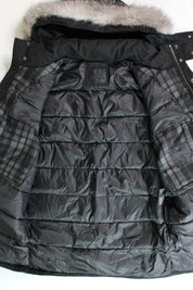 Andrew Marc Men's Amersham Fox Fur-Trim Down Parka Coat Medium Black