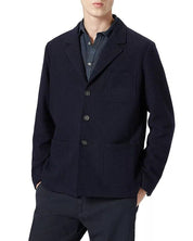 Massimo Alba Mens Wool Navy Herringbone Chore Jacket EU 56 US 46