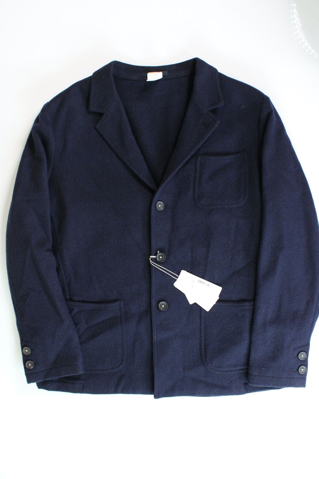 Massimo Alba Mens Wool Navy Herringbone Chore Jacket EU 56 US 46
