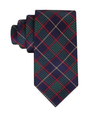 Tommy Hilfiger Mens Dexter Plaid Neck Tie Medium Red/Green/Navy
