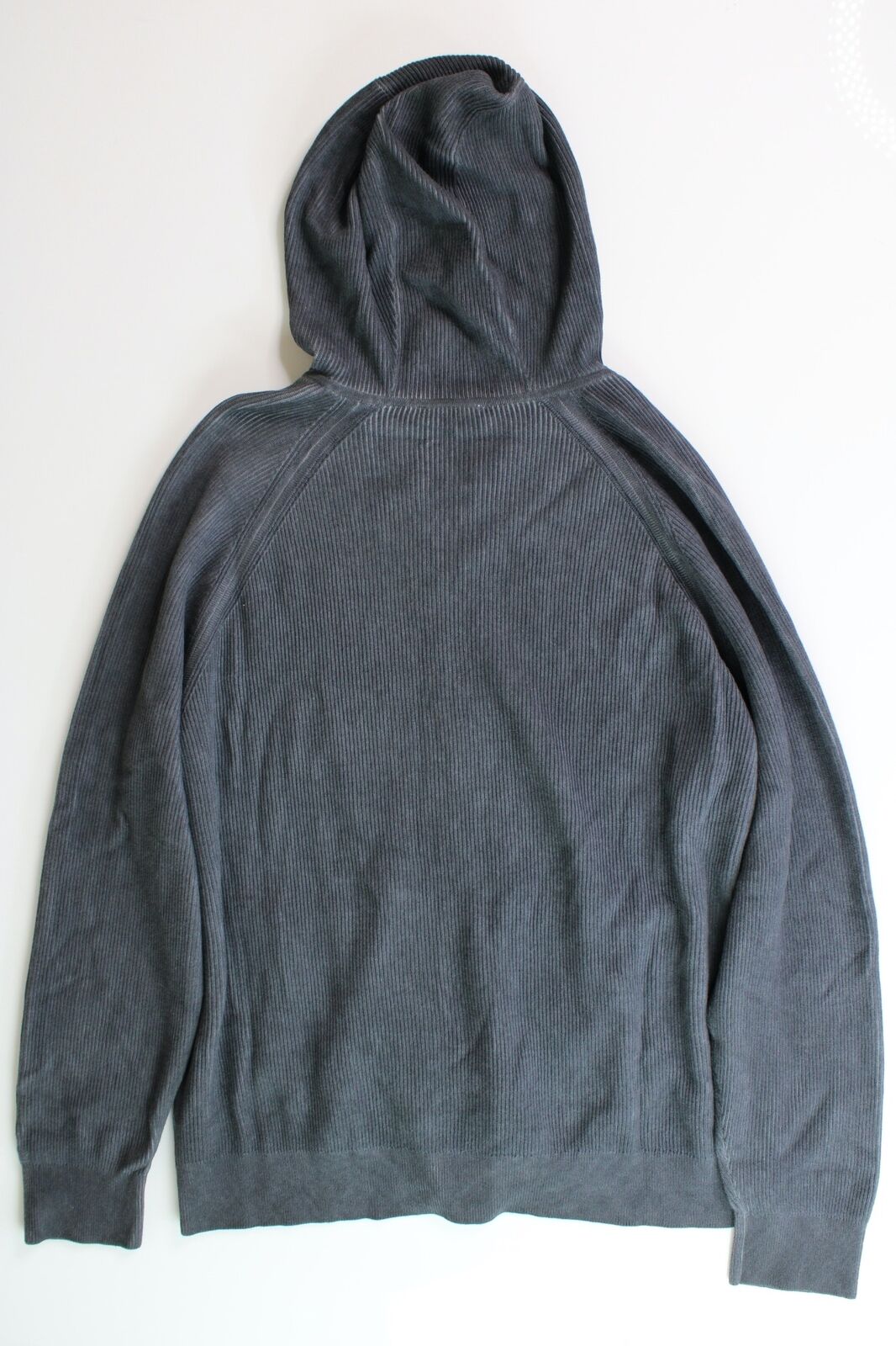 Theory Mens Jaipur Cotton Blend Ribbed Knit Full Zip Hooded Sweratshirt XL Grey
