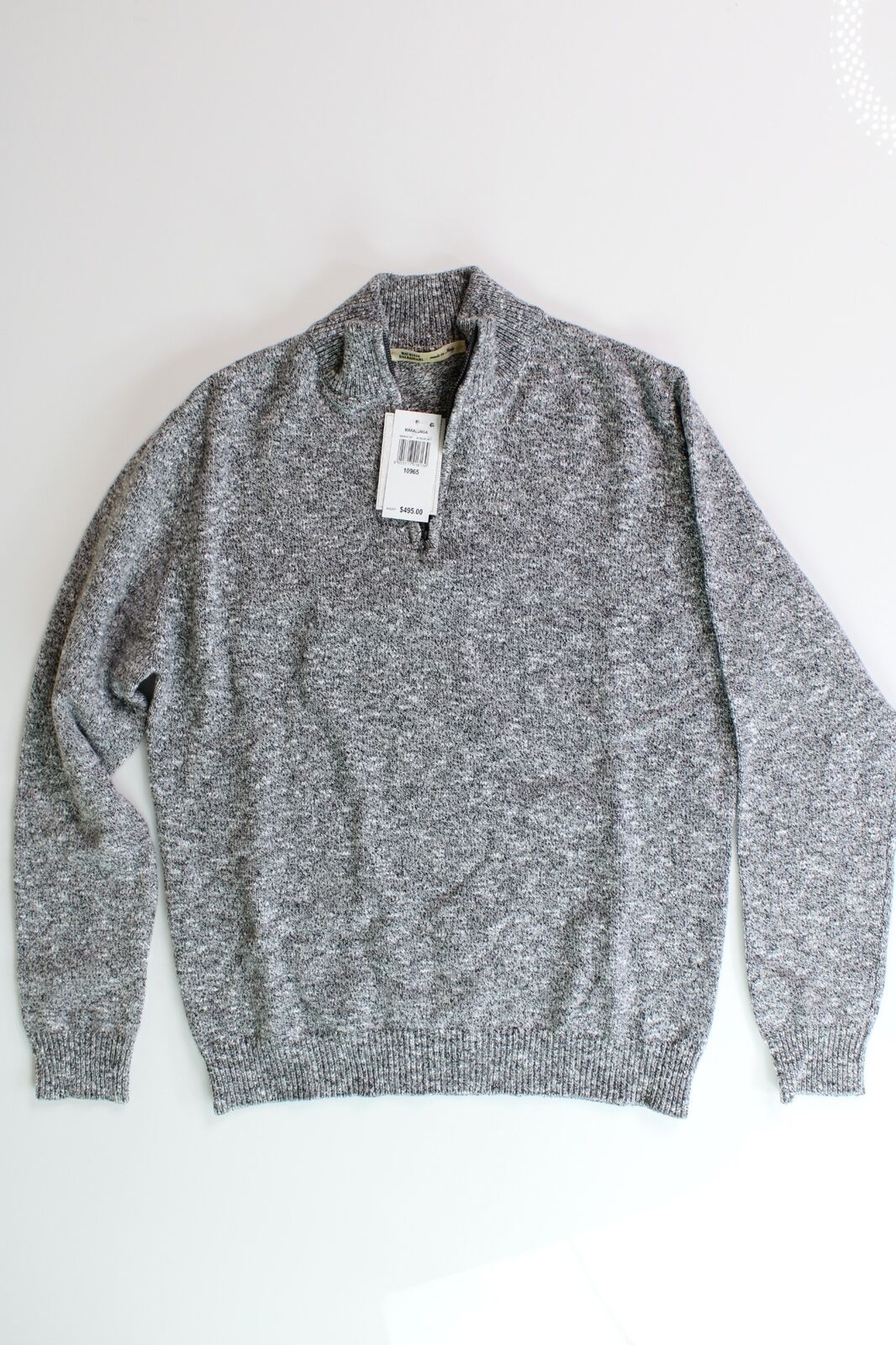 Maurizio Baldassari Mens Donegal Quarter Zip Sweater Small Black / White