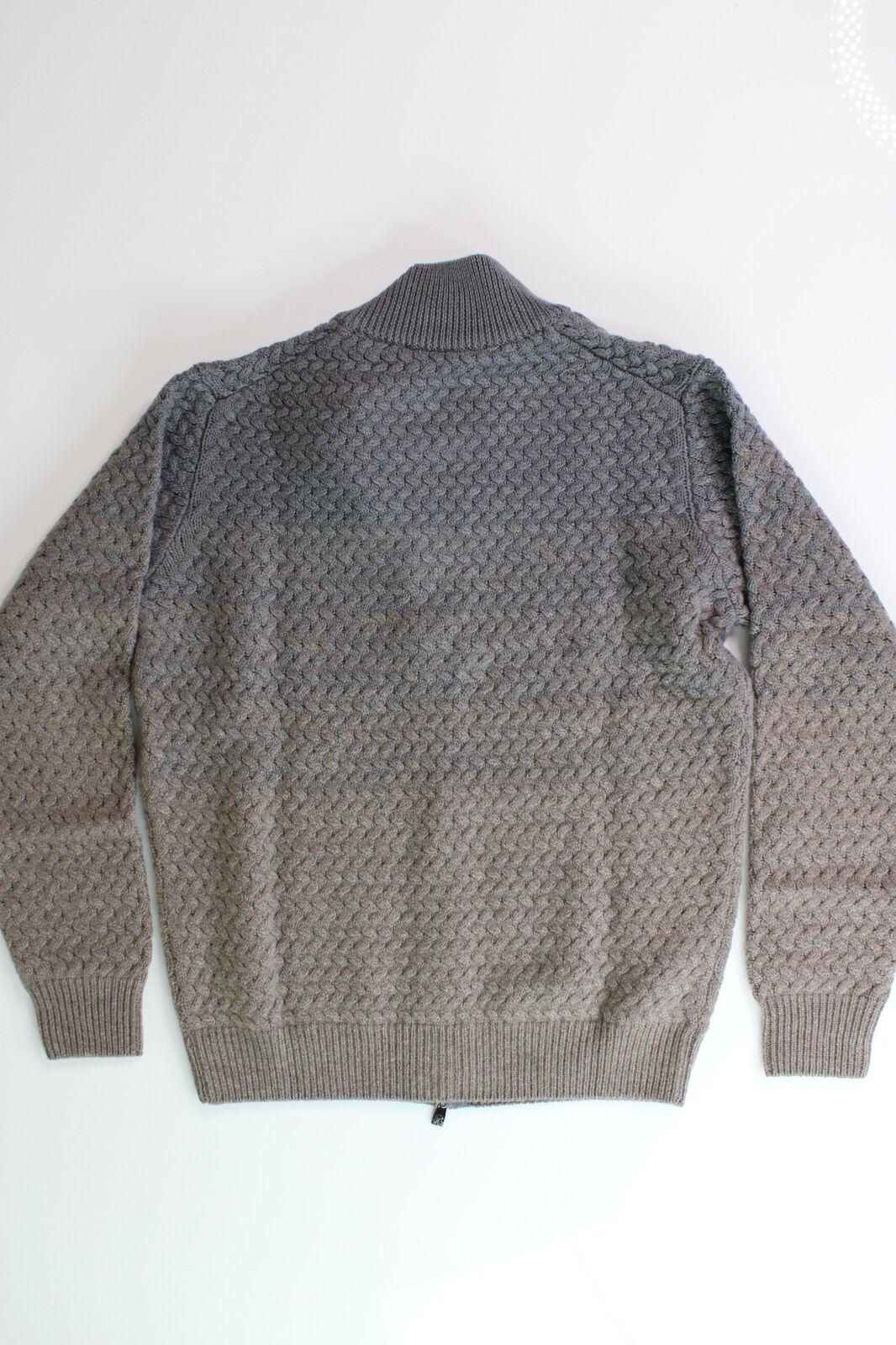 Corneliani Mens Ombré Zip Front Cable Knit Sweater EU 50 US 40 Grey