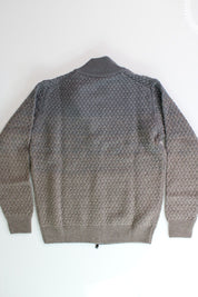 Corneliani Mens Ombré Zip Front Cable Knit Sweater EU 50 US 40 Grey