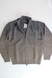 Corneliani Mens Ombré Zip Front Cable Knit Sweater EU 50 US 40 Grey