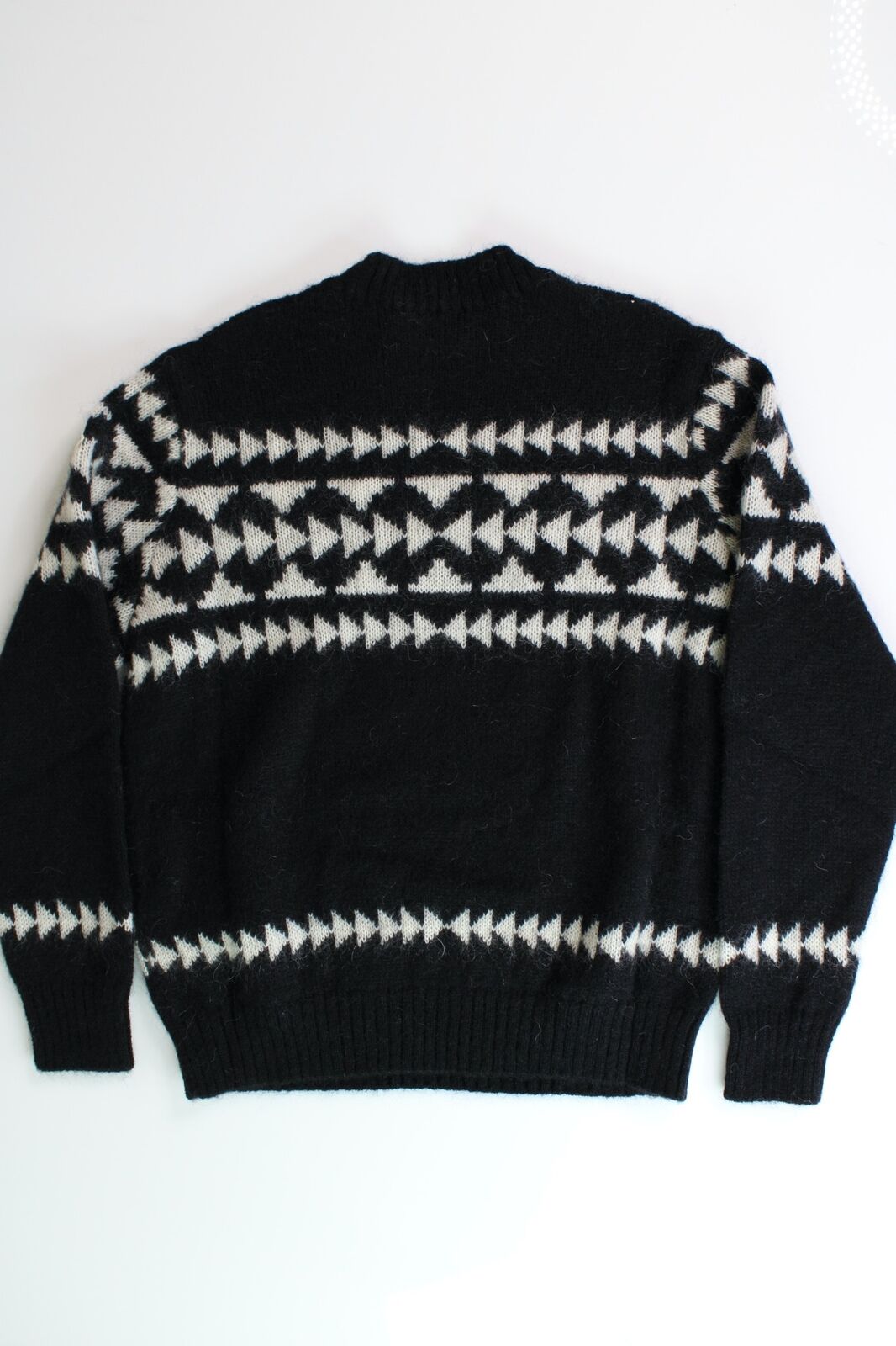 Moncler Mens Geometric Crewneck Sweater Large Black Mohair
