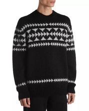 Moncler Mens Geometric Crewneck Sweater 2XL XXL Black Mohair