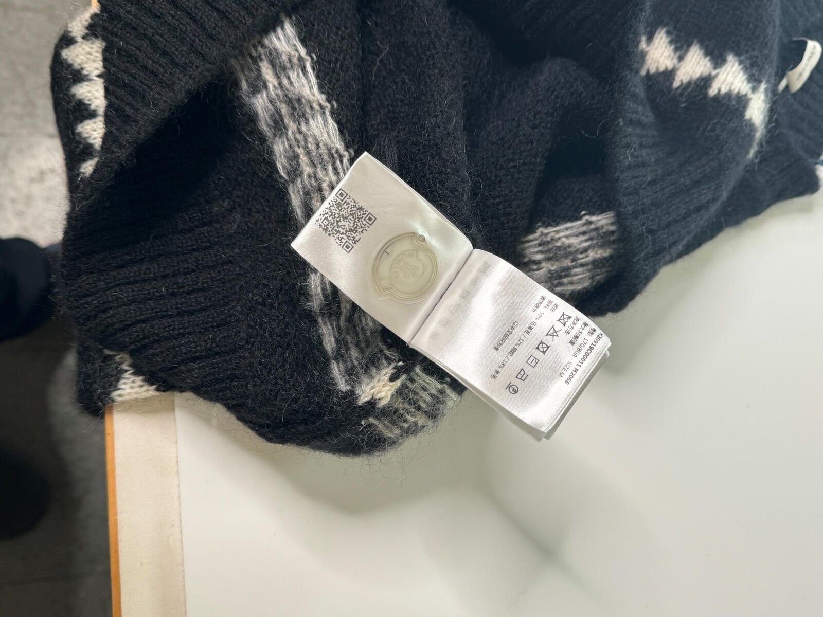 Moncler Mens Geometric Crewneck Sweater 2XL XXL Black Mohair