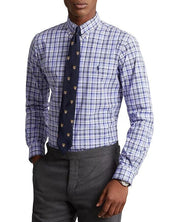 Polo Ralph Lauren Mens Classic Fit Plaid Button Stretch Poplin Shirt Small Blue