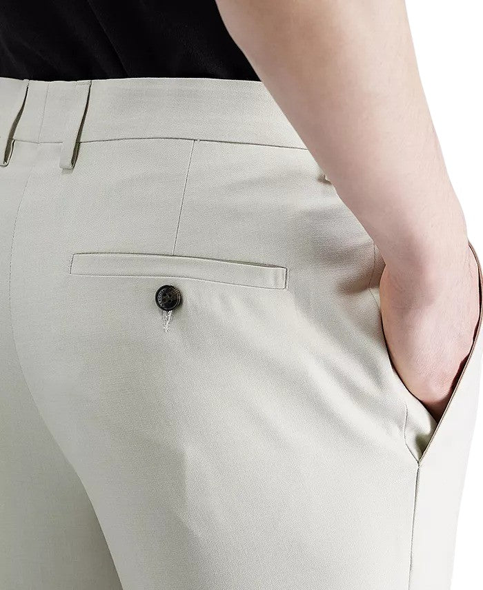 Kenneth Cole Mens Slim fit Dress Pants 31 / 30 Beige Solid