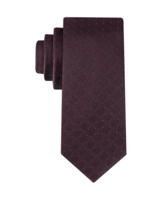 Calvin Klein Mens Ella Lurex Dot Neck Tie Burgundy