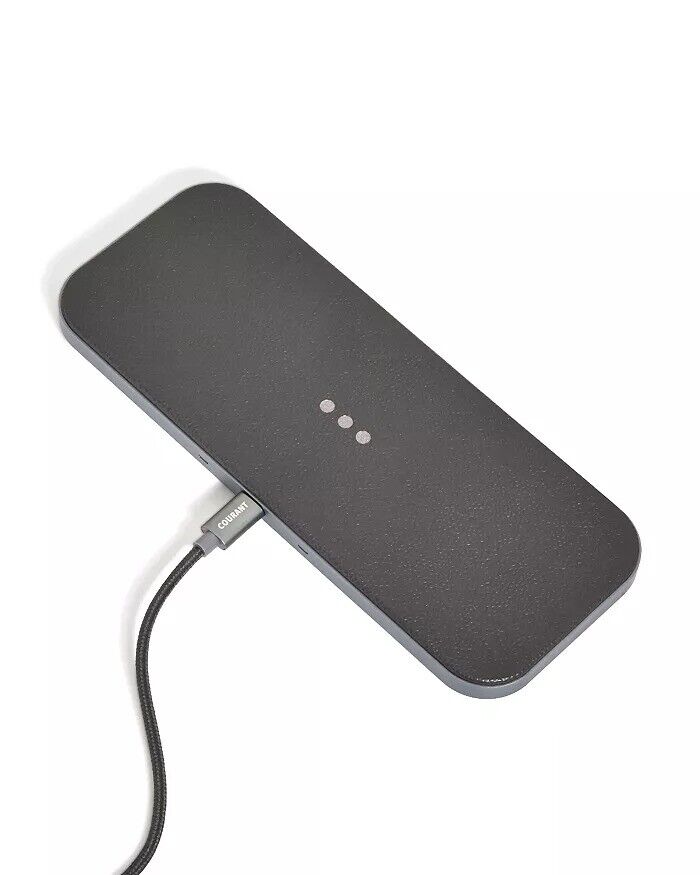 Courant Catch:2 Black Leather Multi-Device Wireless Charging Pad USB C MSRP 150$