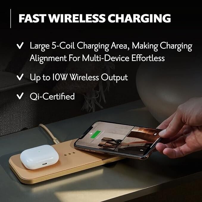 Courant Catch:2 Black Leather Multi-Device Wireless Charging Pad USB C MSRP 150$