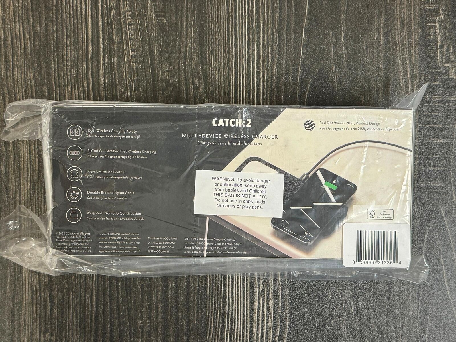 Courant Catch:2 Black Leather Multi-Device Wireless Charging Pad USB C MSRP 150$