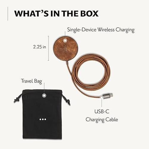 Courant MAG:1 Classics Magnetic Wireless Charger Italian Brown Leather USB 80$