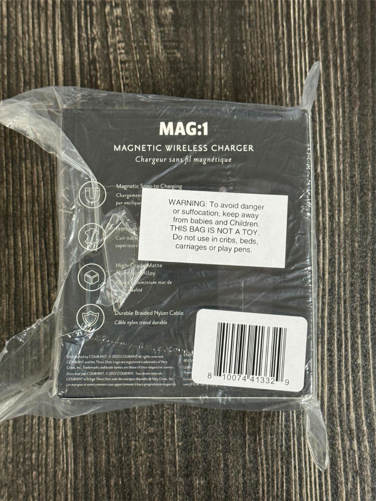 Courant MAG:1 Classics Magnetic Wireless Charger Italian BLACK Leather USB 80$