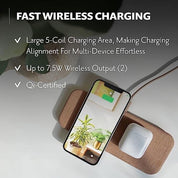 Courant Catch:2 White Leather Multi-Device Wireless Charging Pad USB C MSRP 150$