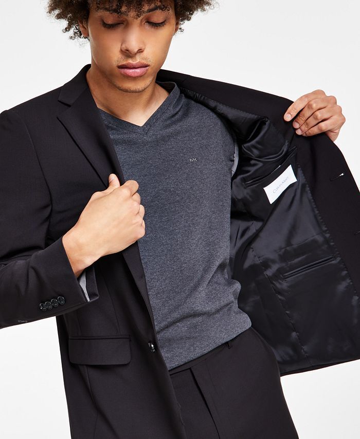 Calvin Klein Men's Skinny-Fit Infinite Stretch Black Suit Jacket 44R Two Button