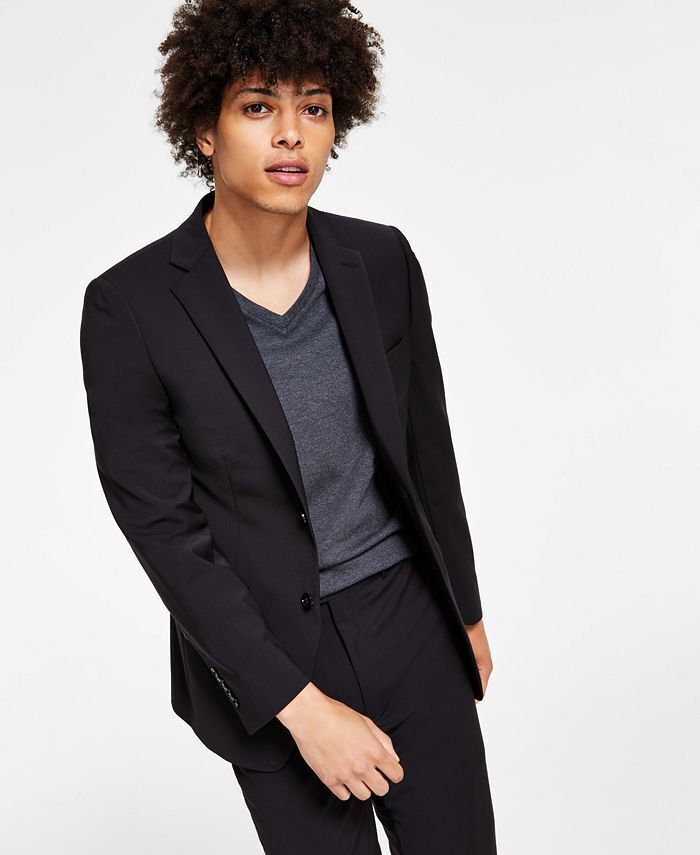 Calvin Klein Men's Skinny-Fit Infinite Stretch Black Suit Jacket 44R Two Button